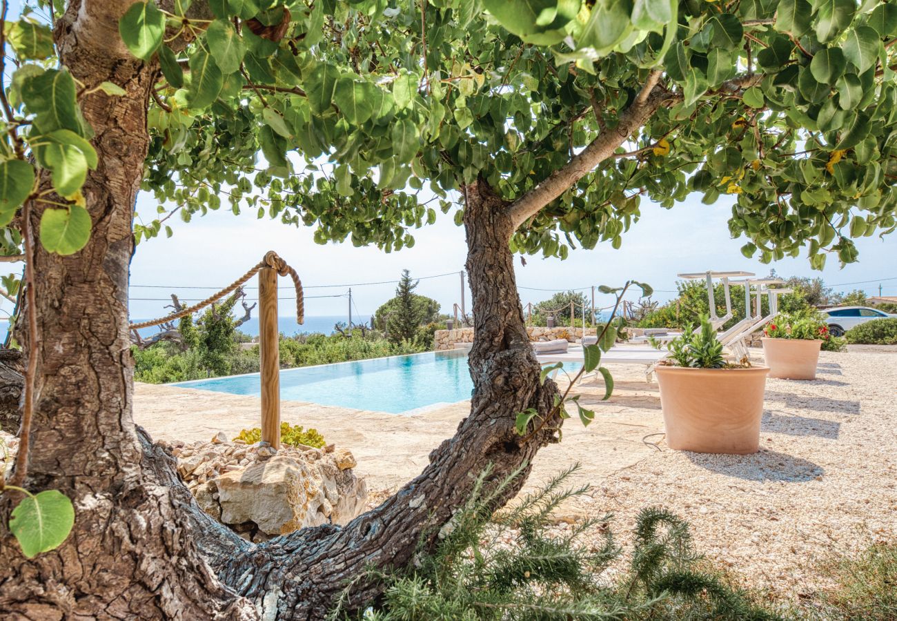 Villa à Pescoluse - Villa moderne en pierre avec piscine et vue mer